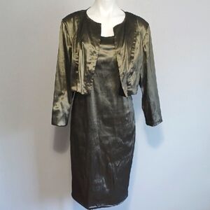 SARA PACINI size 3 metallic dress w/ side zipper & size 4 jacket w/ snap buttons